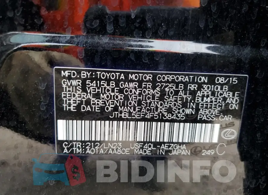 JTHBL5EF4F5138435 Photo# 13