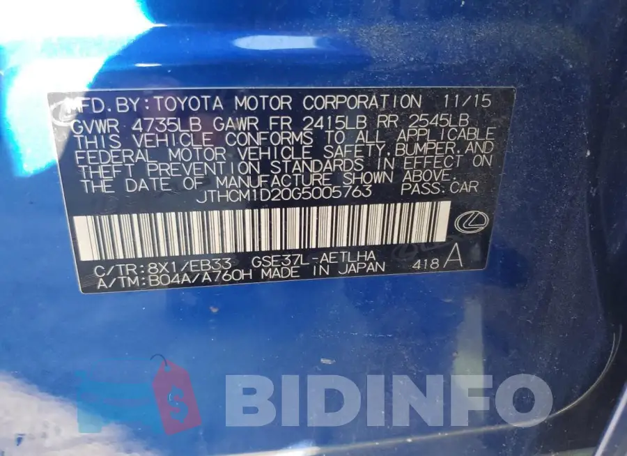 JTHCM1D20G5005763 Photo# 13