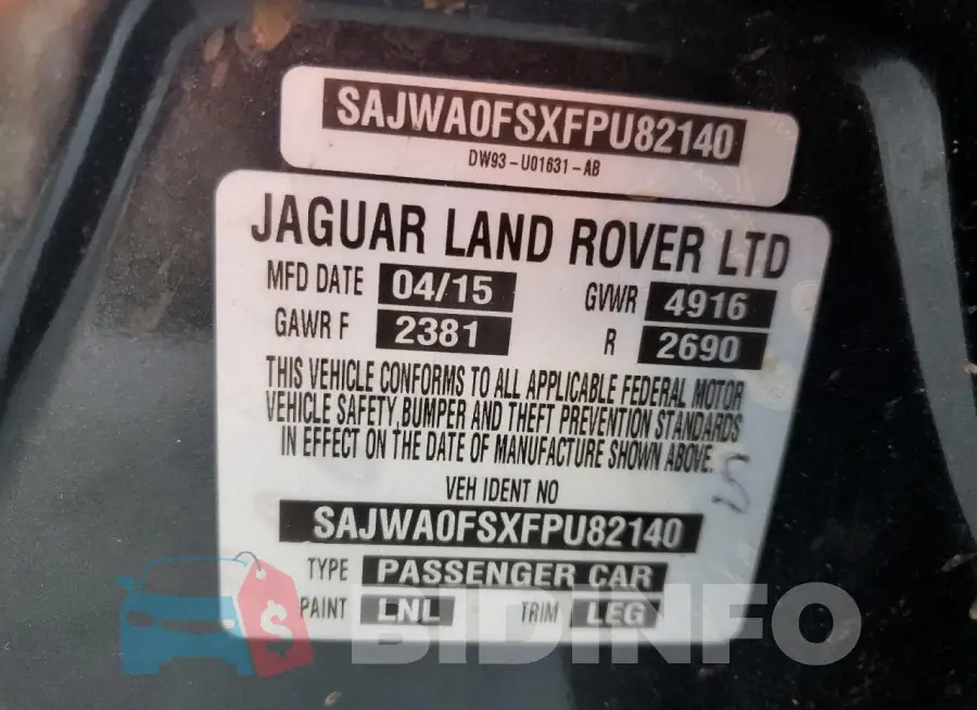 SAJWA0FSXFPU82140 Photo# 12