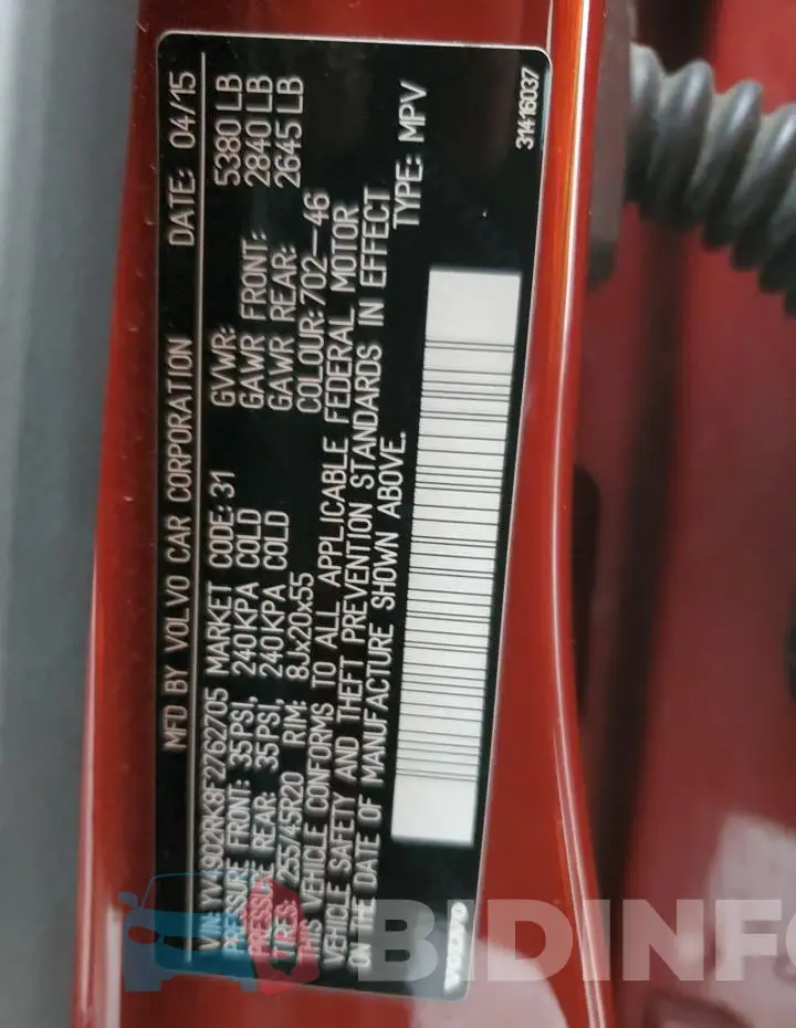 YV4902RK8F2762705 Photo# 12