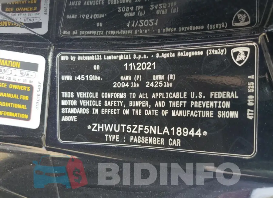 ZHWUT5ZF5NLA18944 Photo# 12