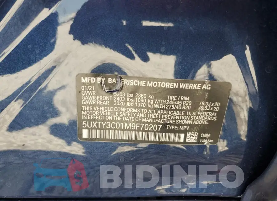 5UXTY3C01M9F70207 Photo# 13