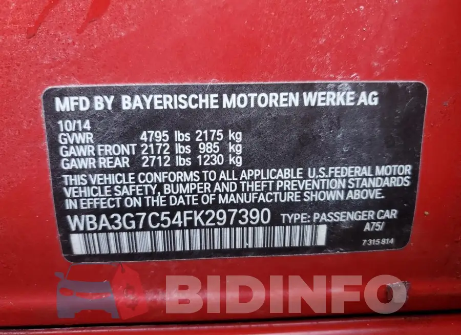 WBA3G7C54FK297390 Photo# 12