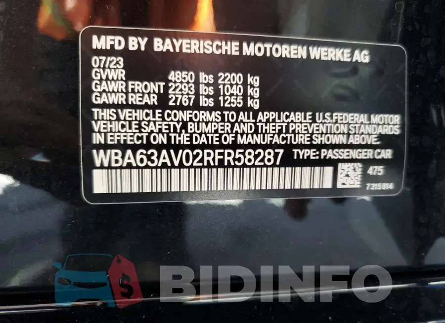 WBA63AV02RFR58287 Photo# 12