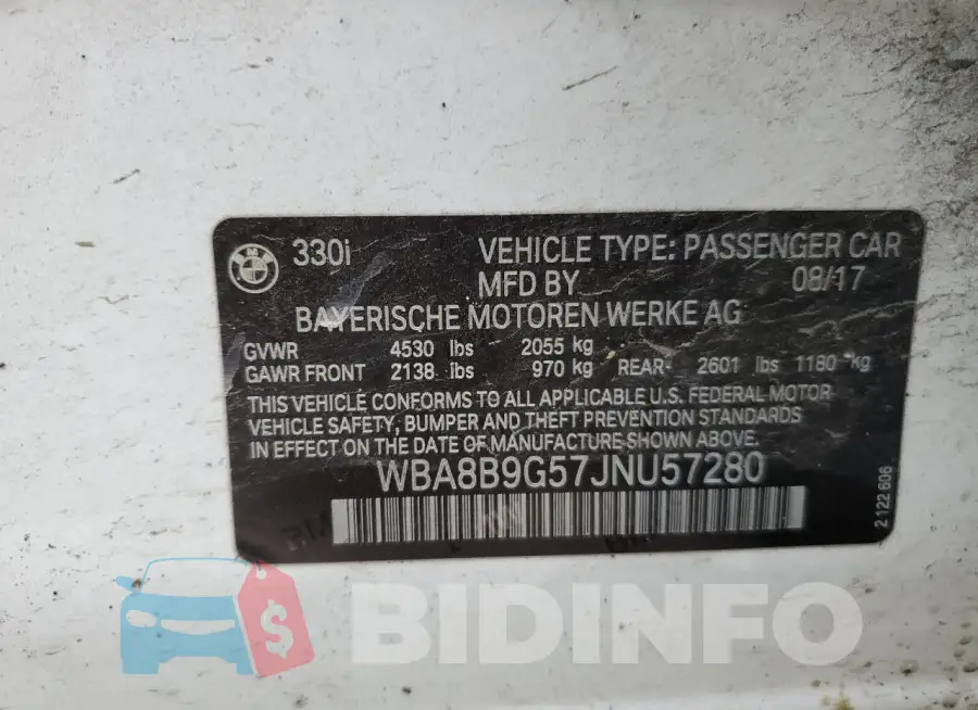 WBA8B9G57JNU57280 Photo# 12