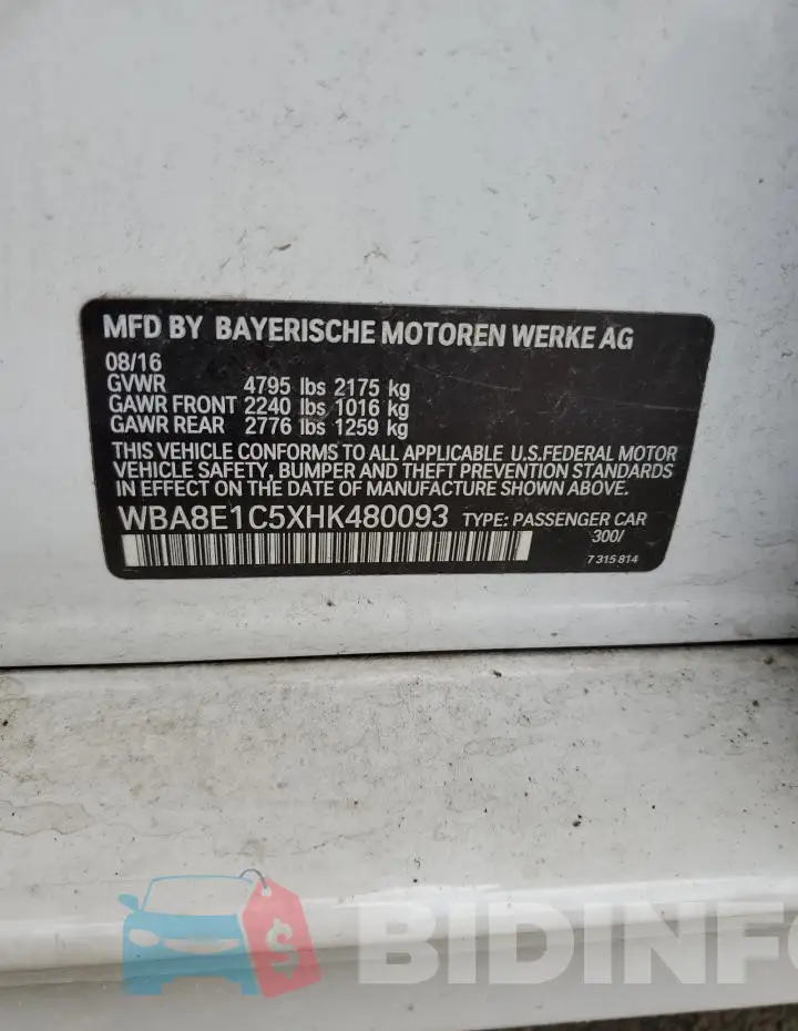 WBA8E1C5XHK480093 Photo# 12