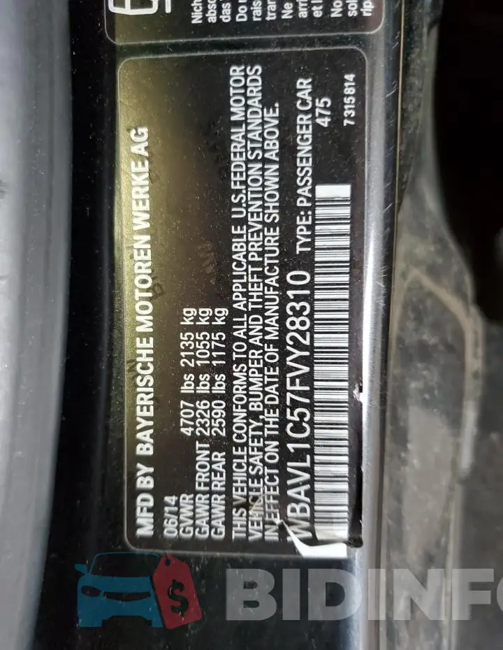 WBAVL1C57FVY28310 Photo# 13