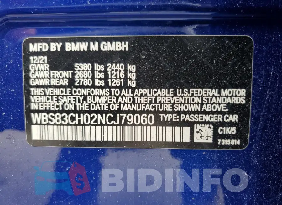 WBS83CH02NCJ79060 Photo# 12