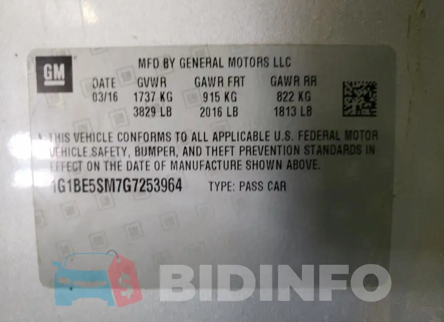 1G1BE5SM7G7253964 Photo# 12