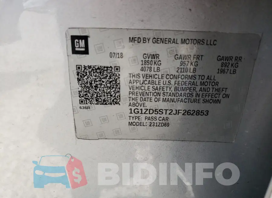 1G1ZD5ST2JF262853 Photo# 12