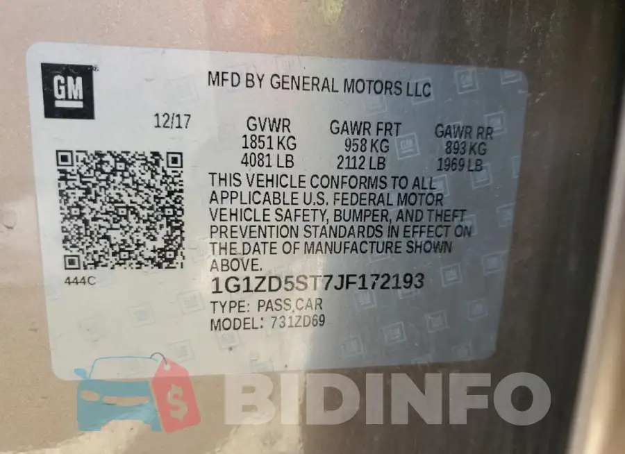 1G1ZD5ST7JF172193 Photo# 12