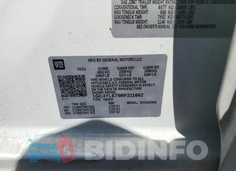 1GC4YLE79RF211662 Photo# 12