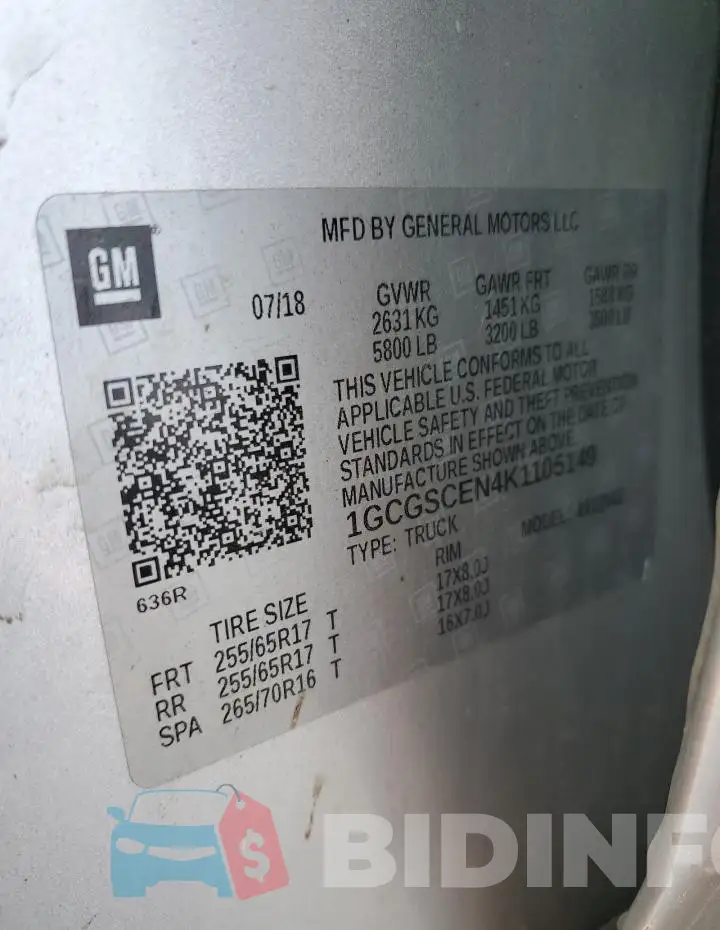 1GCGSCEN4K1105149 Photo# 12