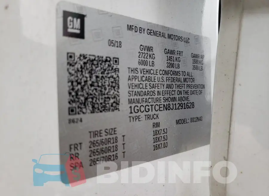 1GCGTCEN8J1291628 Photo# 13