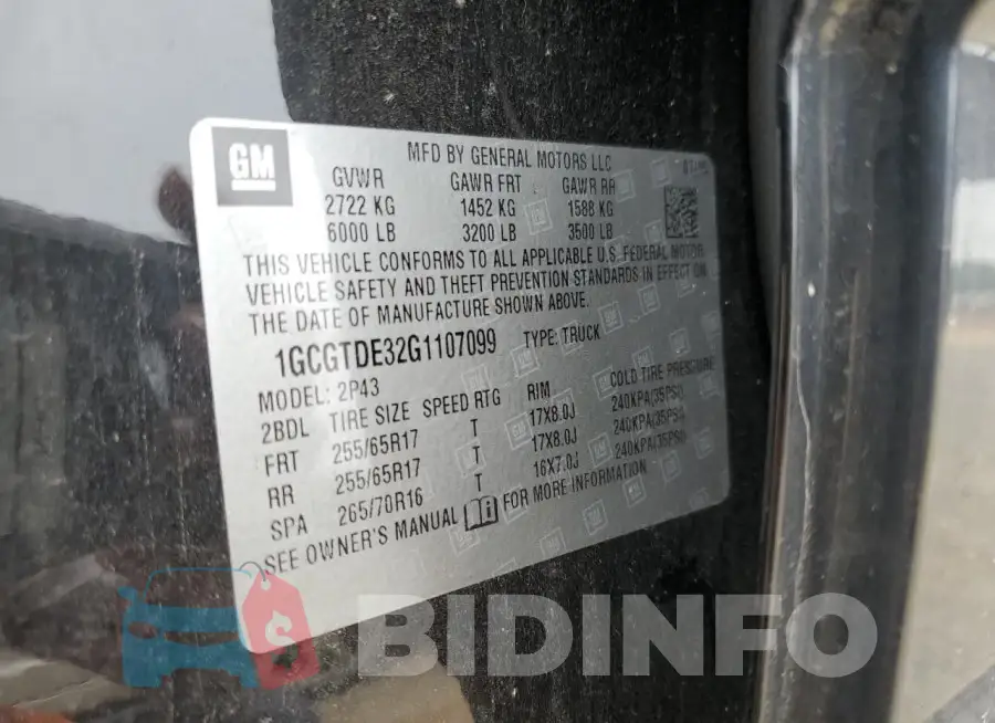 1GCGTDE32G1107099 Photo# 13