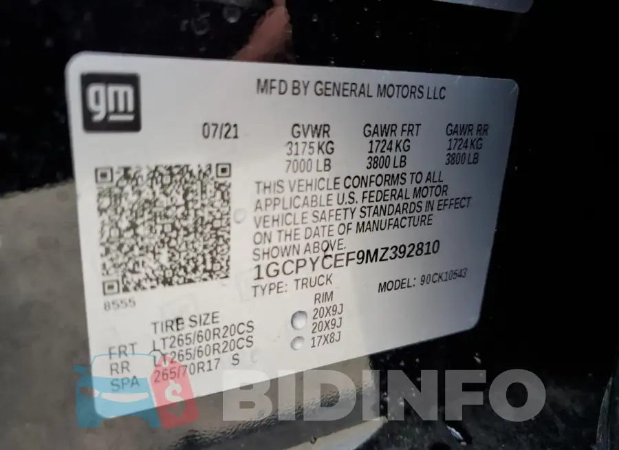 1GCPYCEF9MZ392810 Photo# 12
