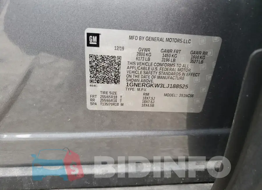 1GNERGKW3LJ188525 Photo# 13