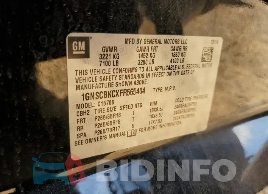 1GNSCBKCXFR565404 Photo# 14