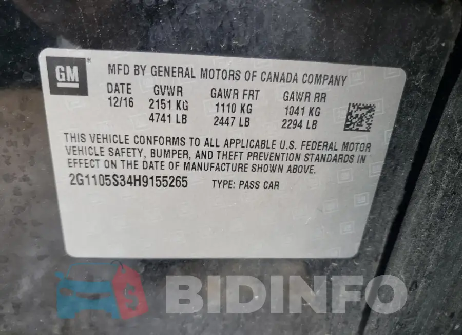 2G1105S34H9155265 Photo# 12