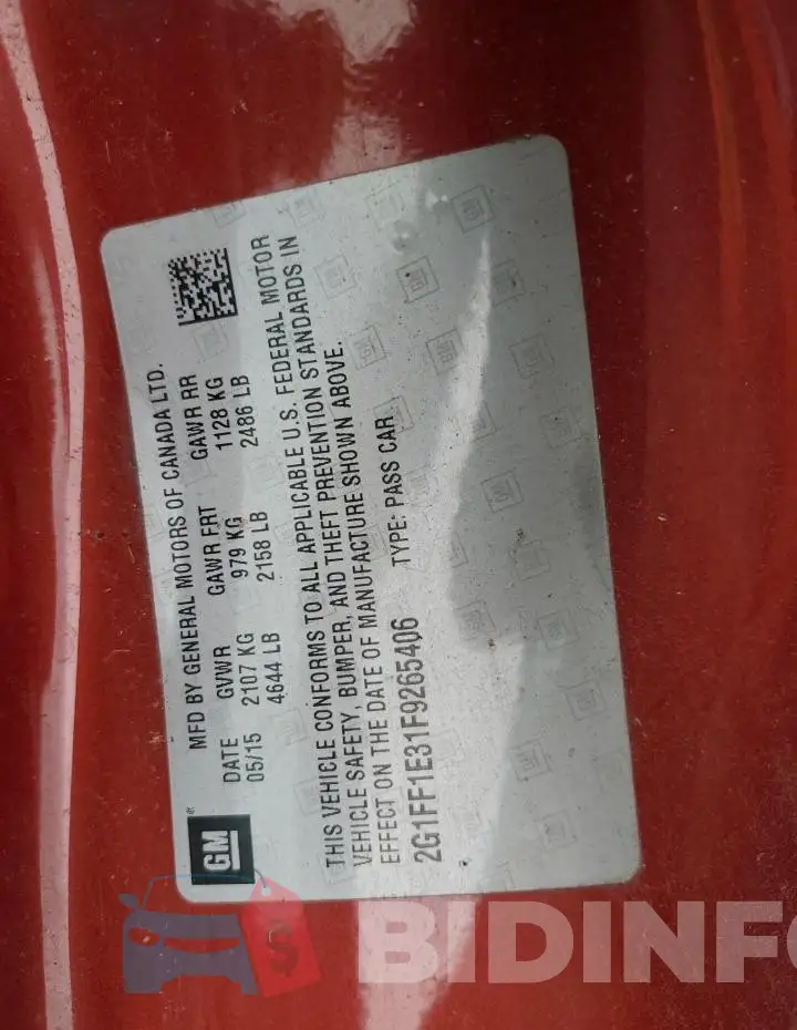 2G1FF1E31F9265406 Photo# 13