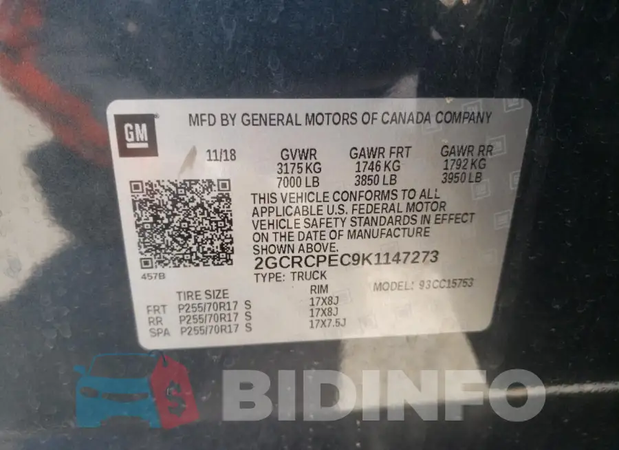2GCRCPEC9K1147273 Photo# 12