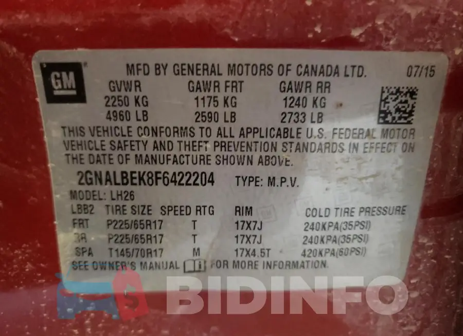 2GNALBEK8F6422204 Photo# 14