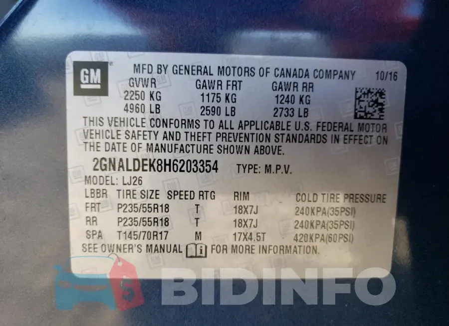 2GNALDEK8H6203354 Photo# 13