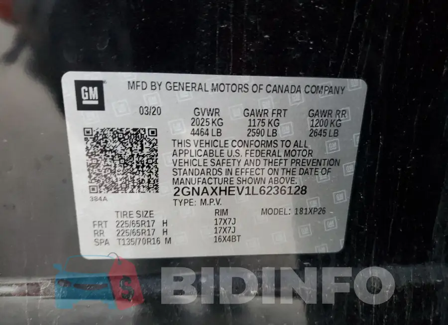 2GNAXHEV1L6236128 Photo# 12