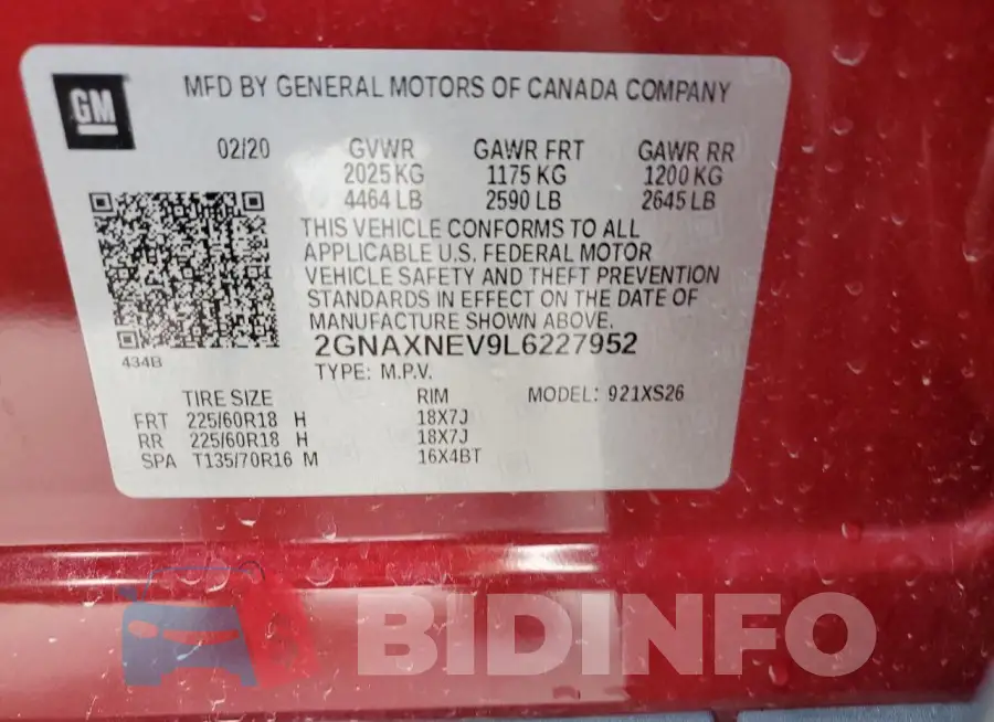 2GNAXNEV9L6227952 Photo# 14