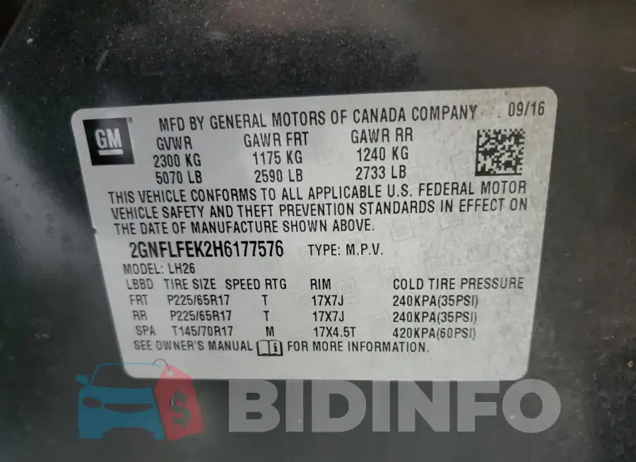 2GNFLFEK2H6177576 Photo# 13