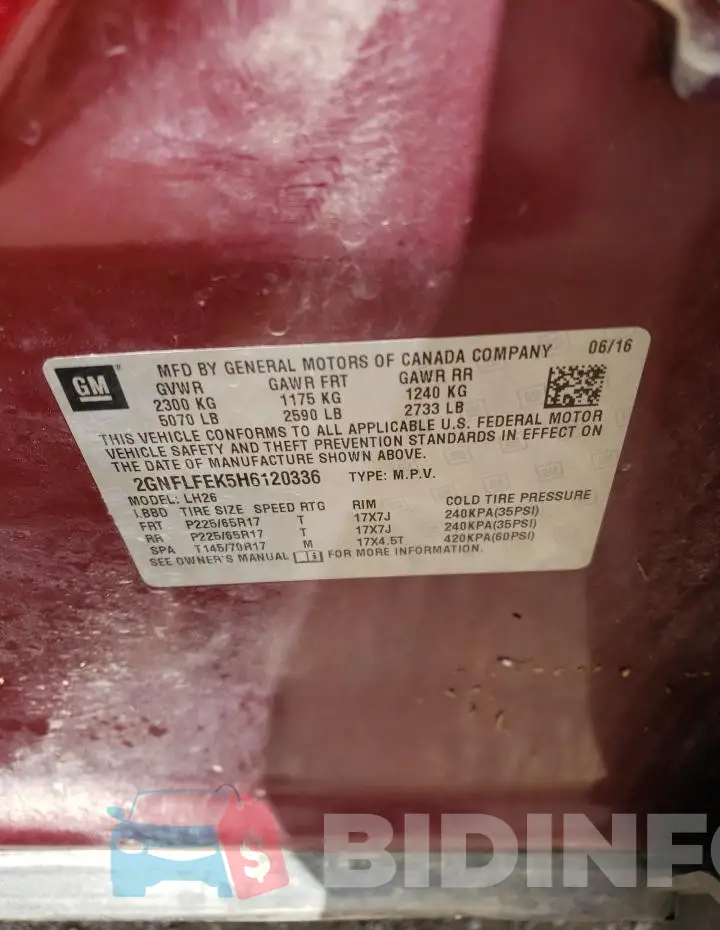 2GNFLFEK5H6120336 Photo# 13