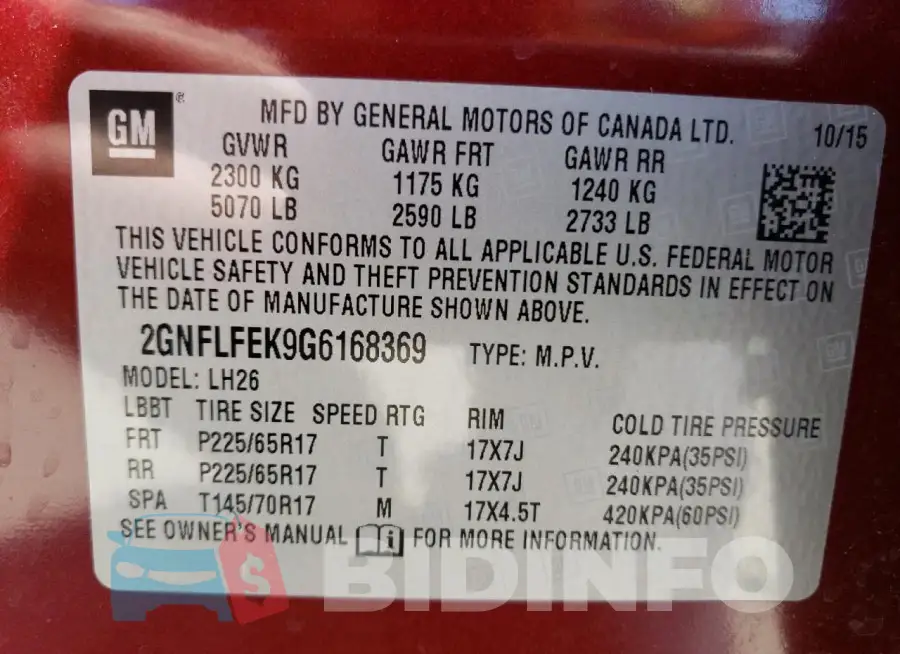 2GNFLFEK9G6168369 Photo# 14