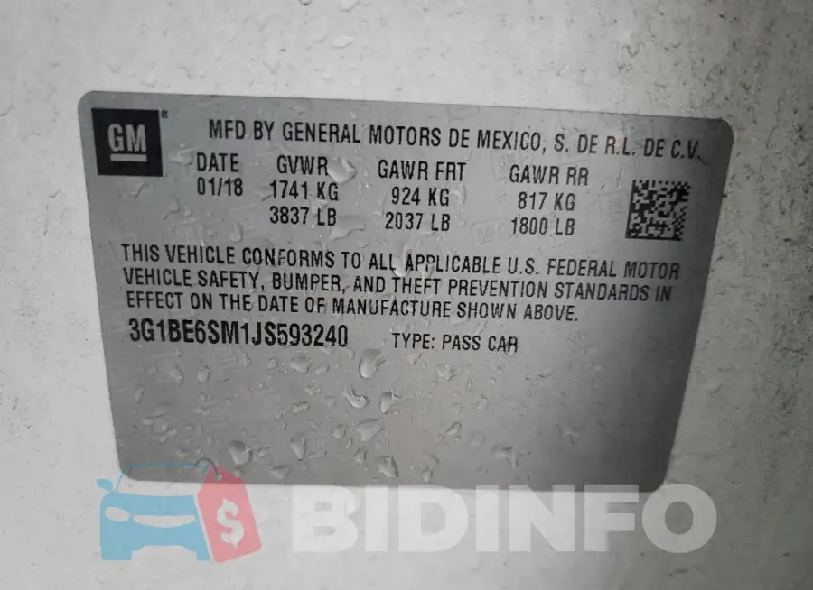 3G1BE6SM1JS593240 Photo# 13