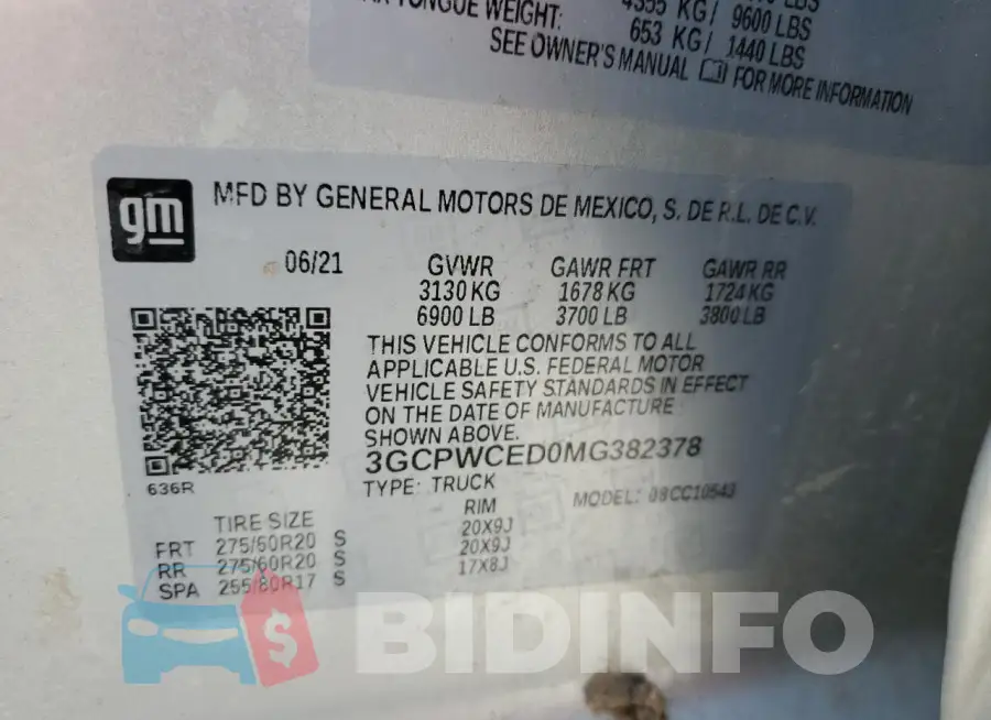 3GCPWCED0MG382378 Photo# 12