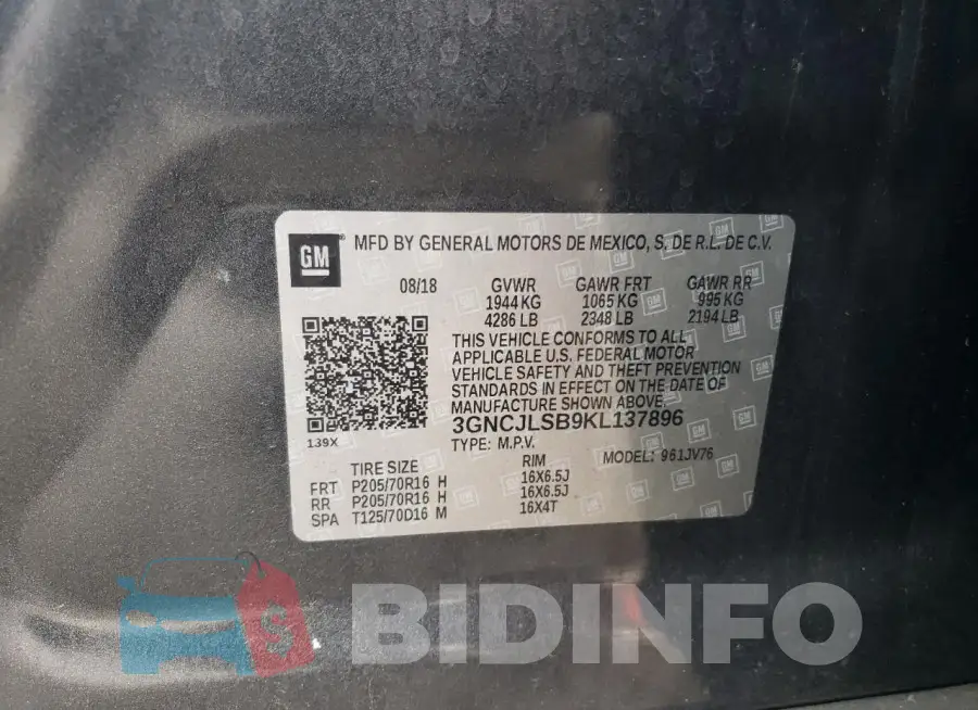 3GNCJLSB9KL137896 Photo# 13