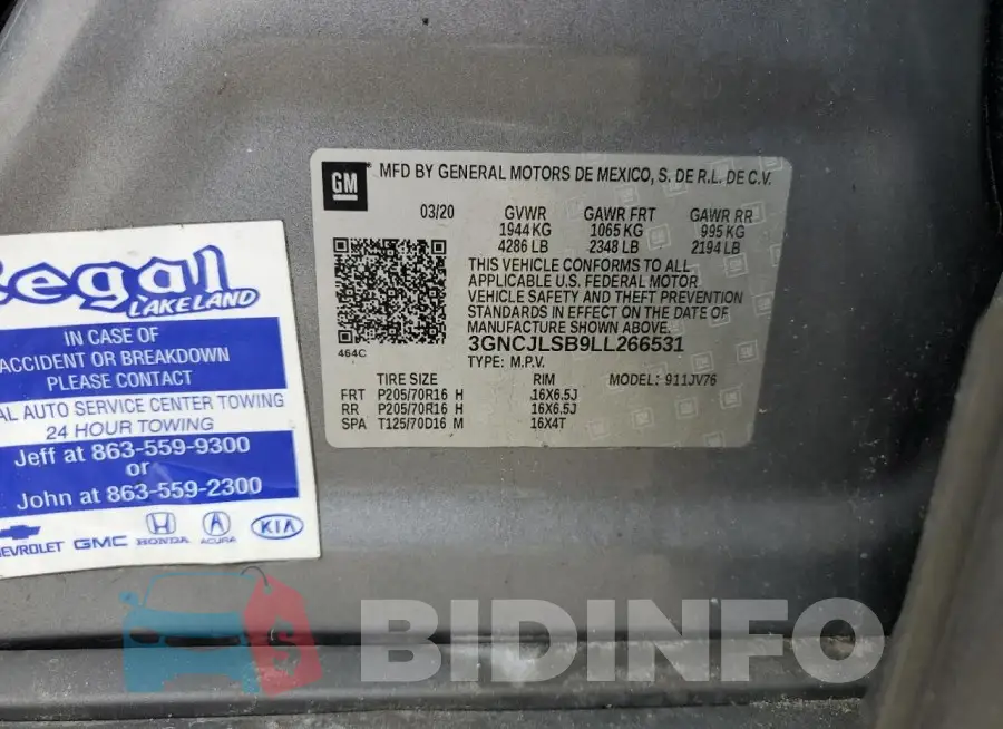 3GNCJLSB9LL266531 Photo# 13