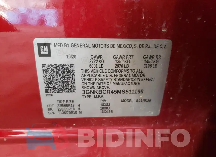 3GNKBCR45MS511199 Photo# 13