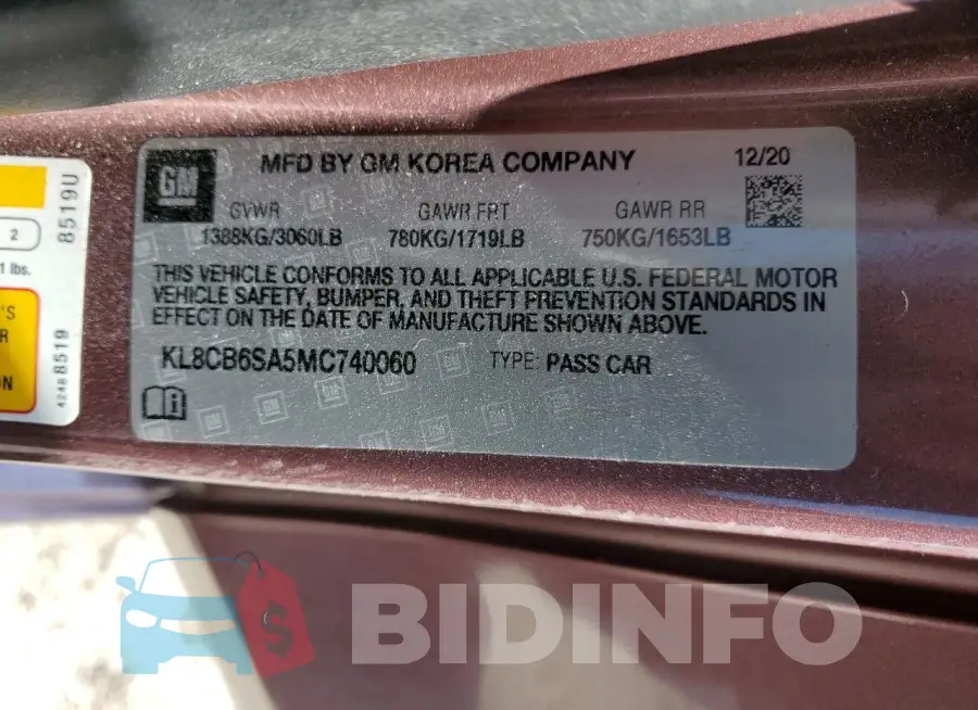 KL8CB6SA5MC740060 Photo# 13