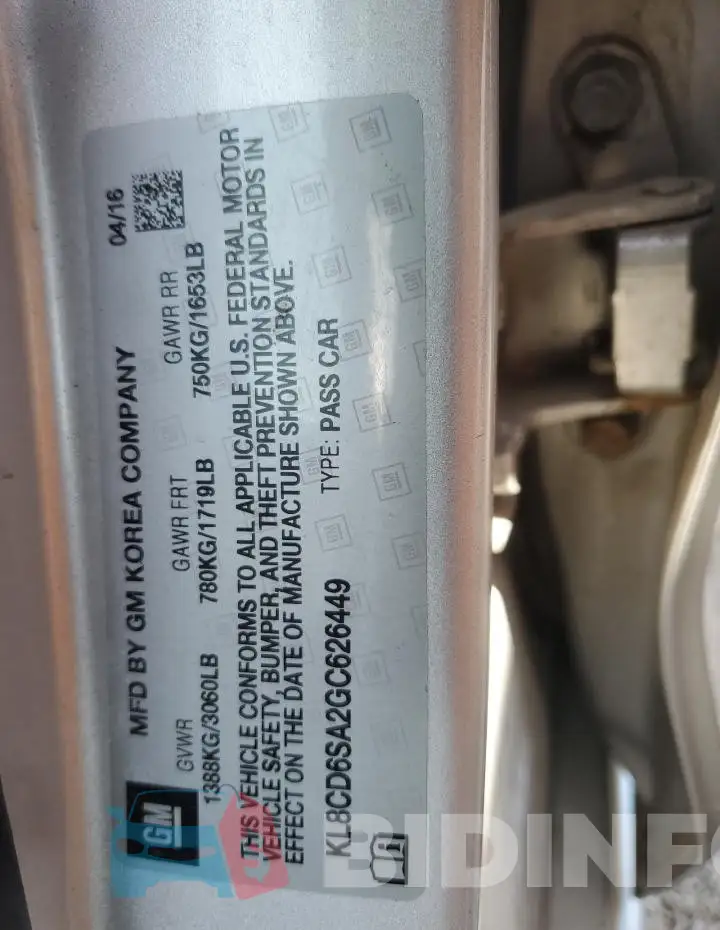 KL8CD6SA2GC626449 Photo# 14