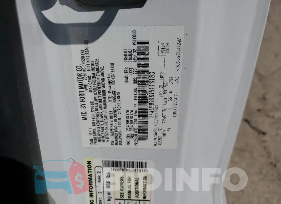 1FA6P8TH8J5118183 Photo# 12
