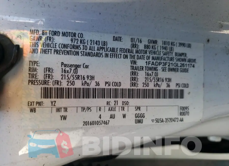 1FADP3F21GL261174 Photo# 12
