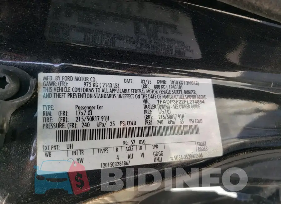 1FADP3F22FL274854 Photo# 12