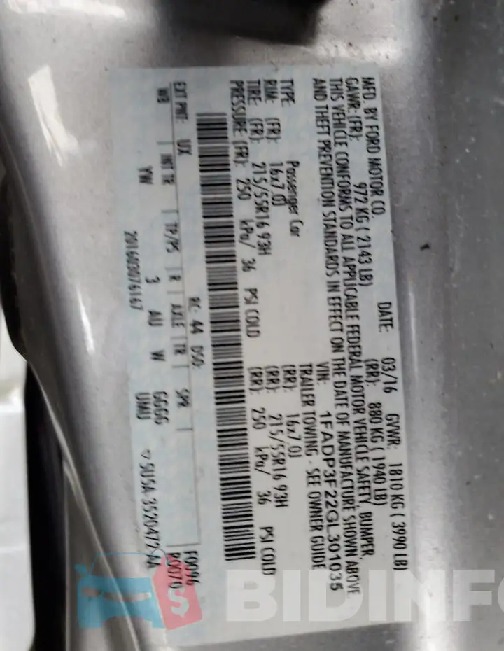 1FADP3F22GL301035 Photo# 12