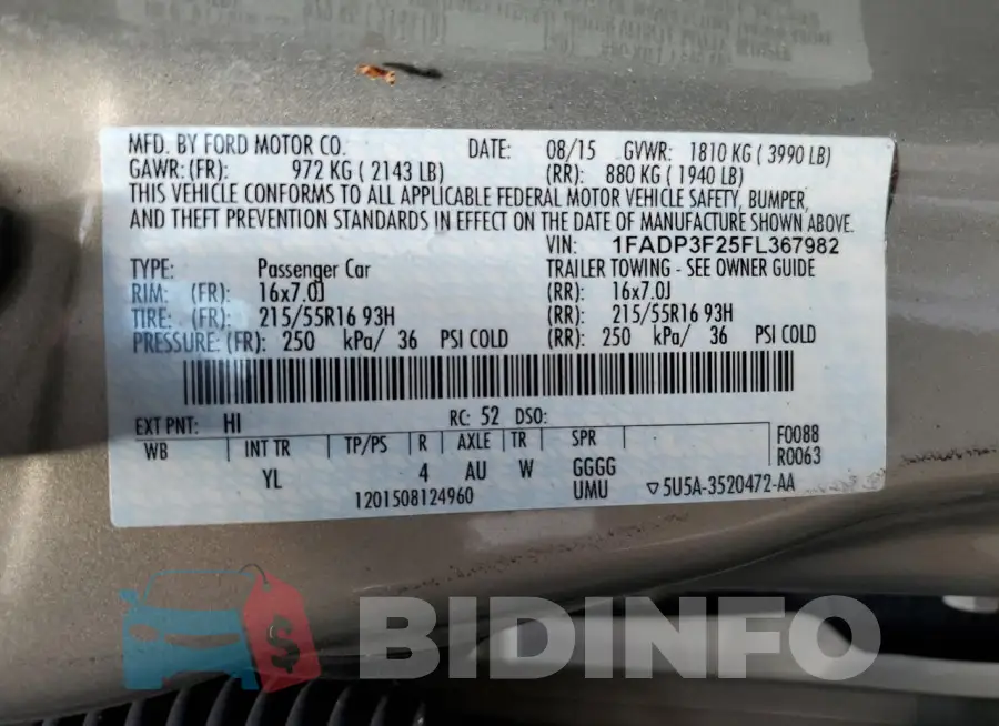 1FADP3F25FL367982 Photo# 12