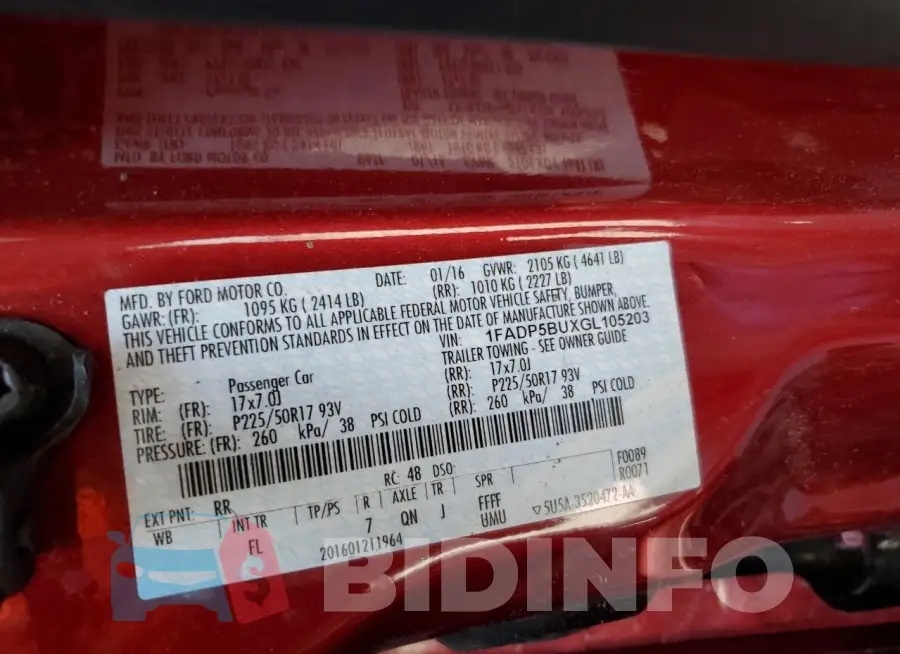 1FADP5BUXGL105203 Photo# 12