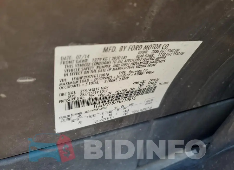 1FAHP2F87FG110816 Photo# 12