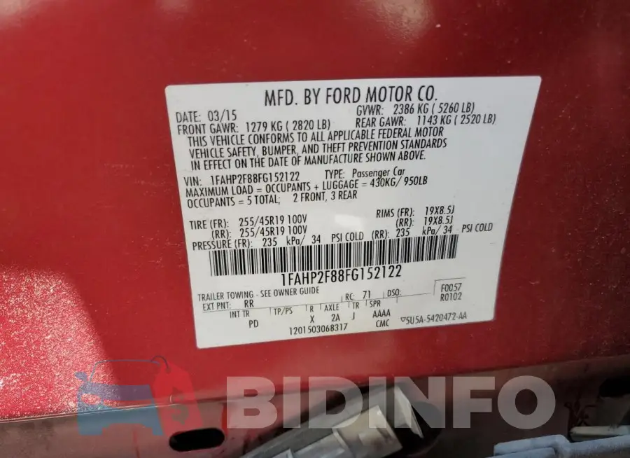 1FAHP2F88FG152122 Photo# 12