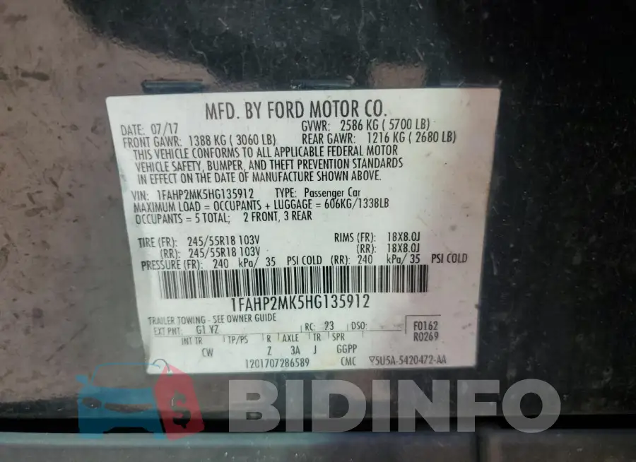 1FAHP2MK5HG135912 Photo# 13