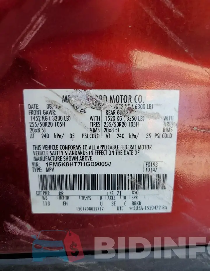 1FM5K8HT7HGD90090 Photo# 12
