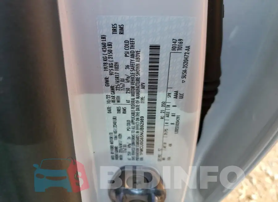 1FMCU0G65NUB92989 Photo# 13